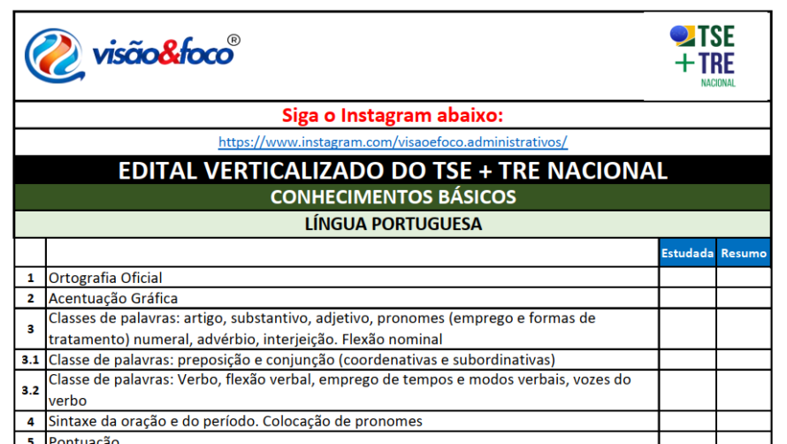 Concurso TSE Unificado 06 Informações, Plano de Estudos e Edital